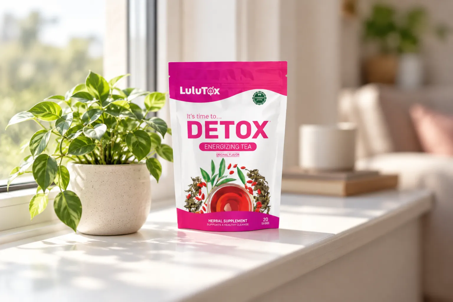Lulutox Detox Tea HCTC — the package in everyday use